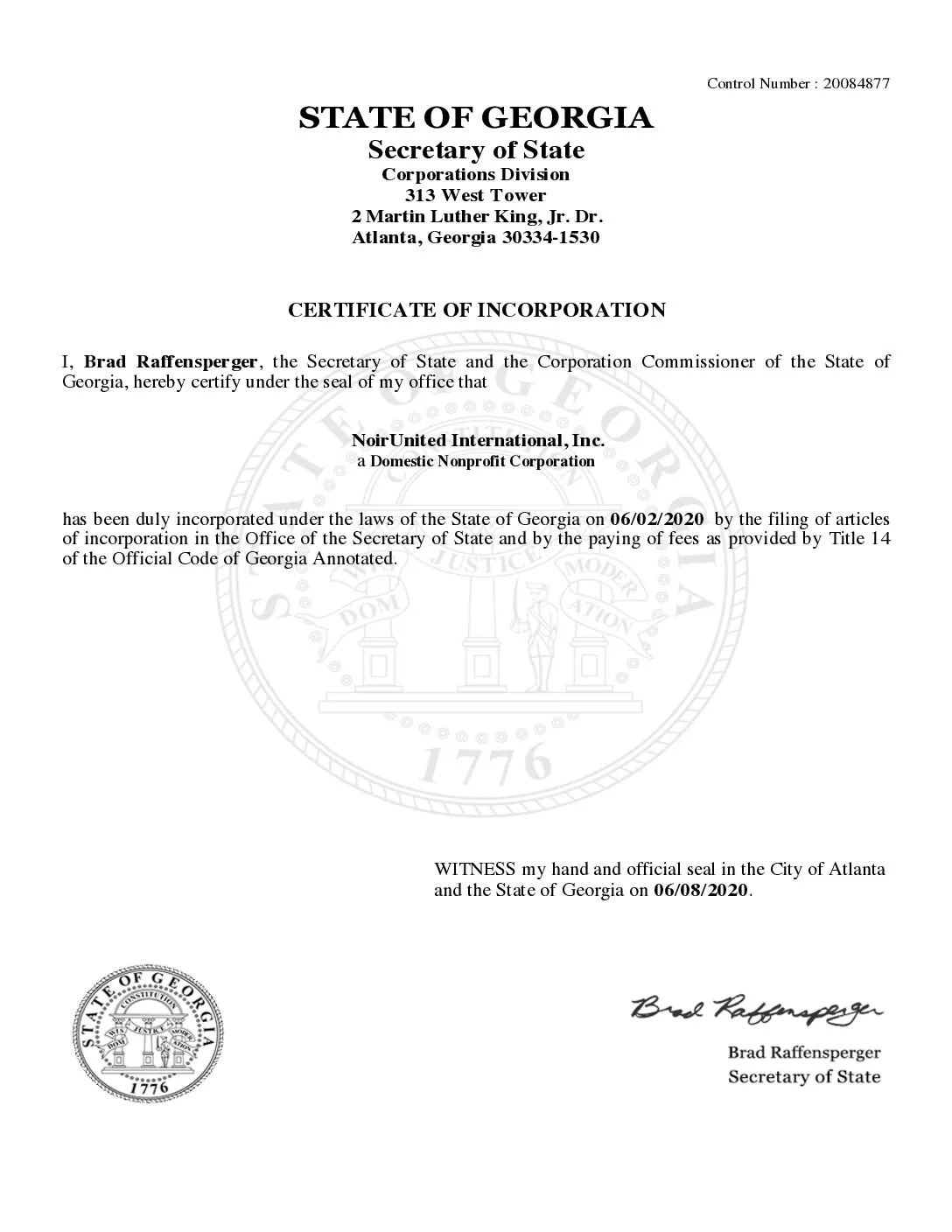Articles of Incorporation