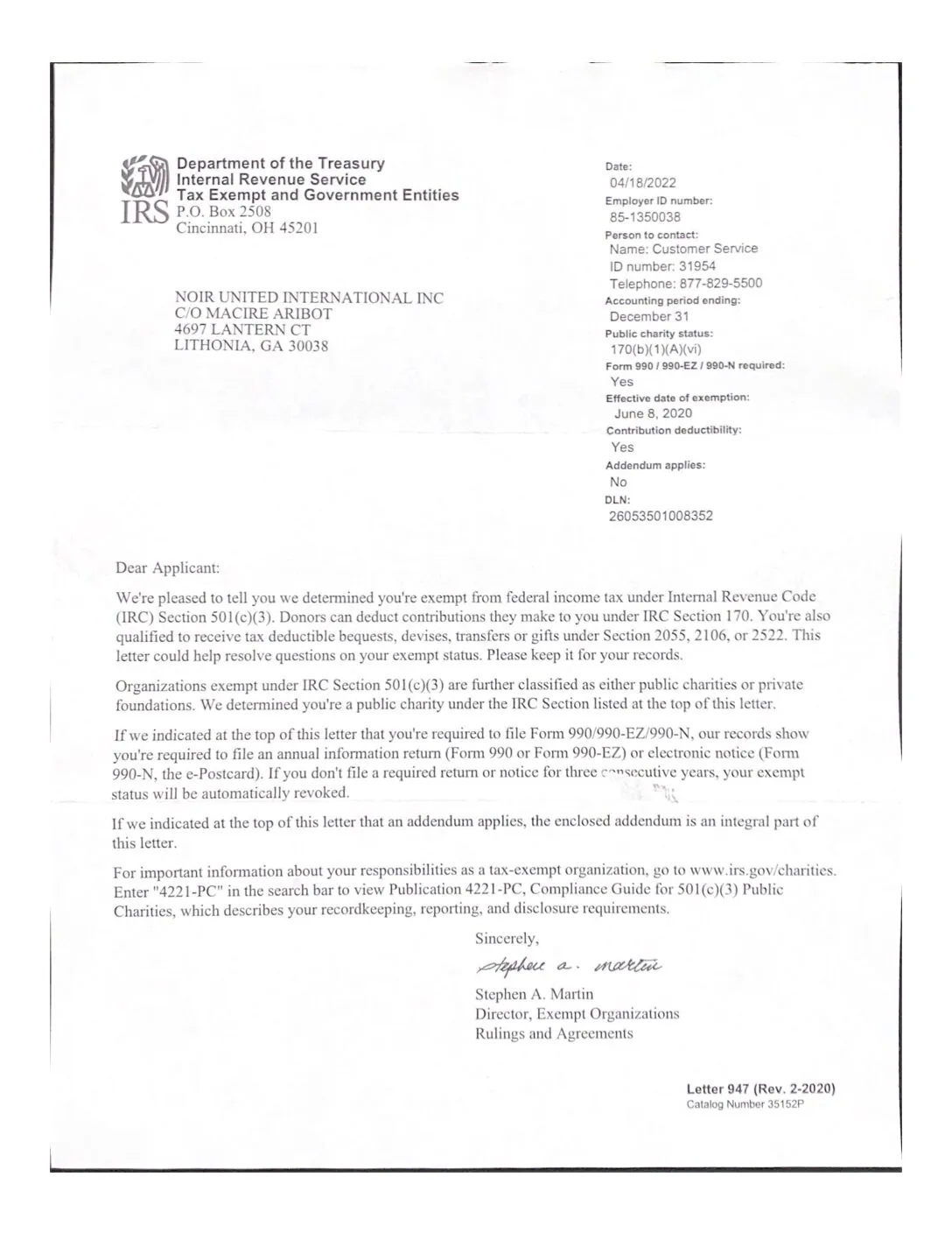 IRS Determination Letter